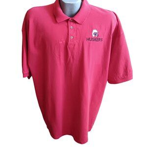 Nebraska Huskers Football Vintage Mens Polo Shirt 2XL 90's Embroidered Logo Red